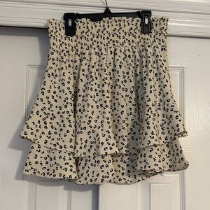 Socialite Black and Cream Tiered Mini Skirt